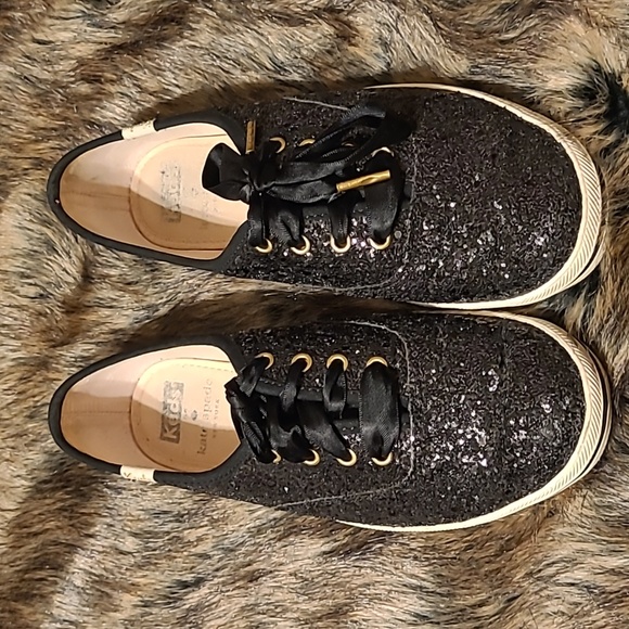 Kate Spade Keds Sparkly Glitter Black Shoes Size 6 Women's - Picture 3 of 10